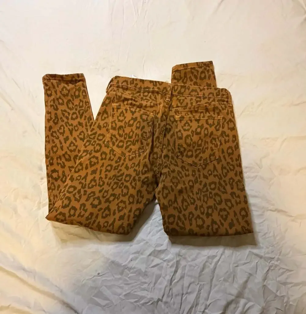 Banana Republic Premium Denim Mid-Rise Skinny Leopard Print Jeans